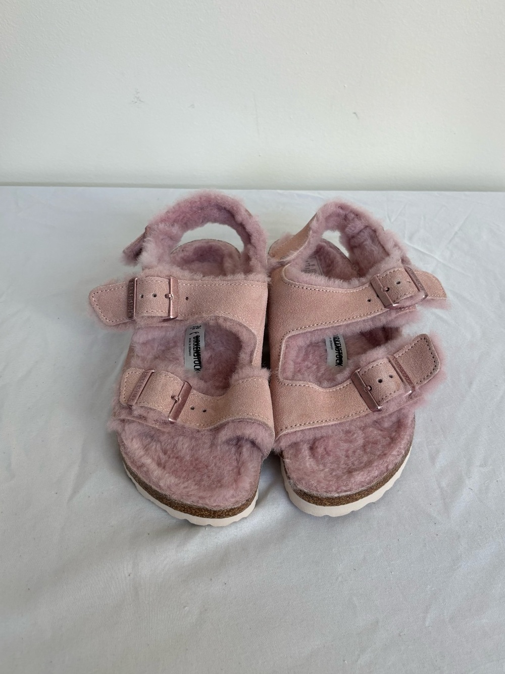 Birkenstock Milano Light Rose Suede Leather Shearling Sz 5 Eu36 Women Narrow New